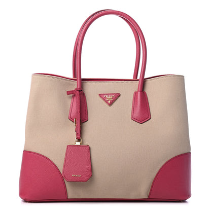Prada Canapa Saffiano Large Double Bag Corda Peonia 1 of 4
