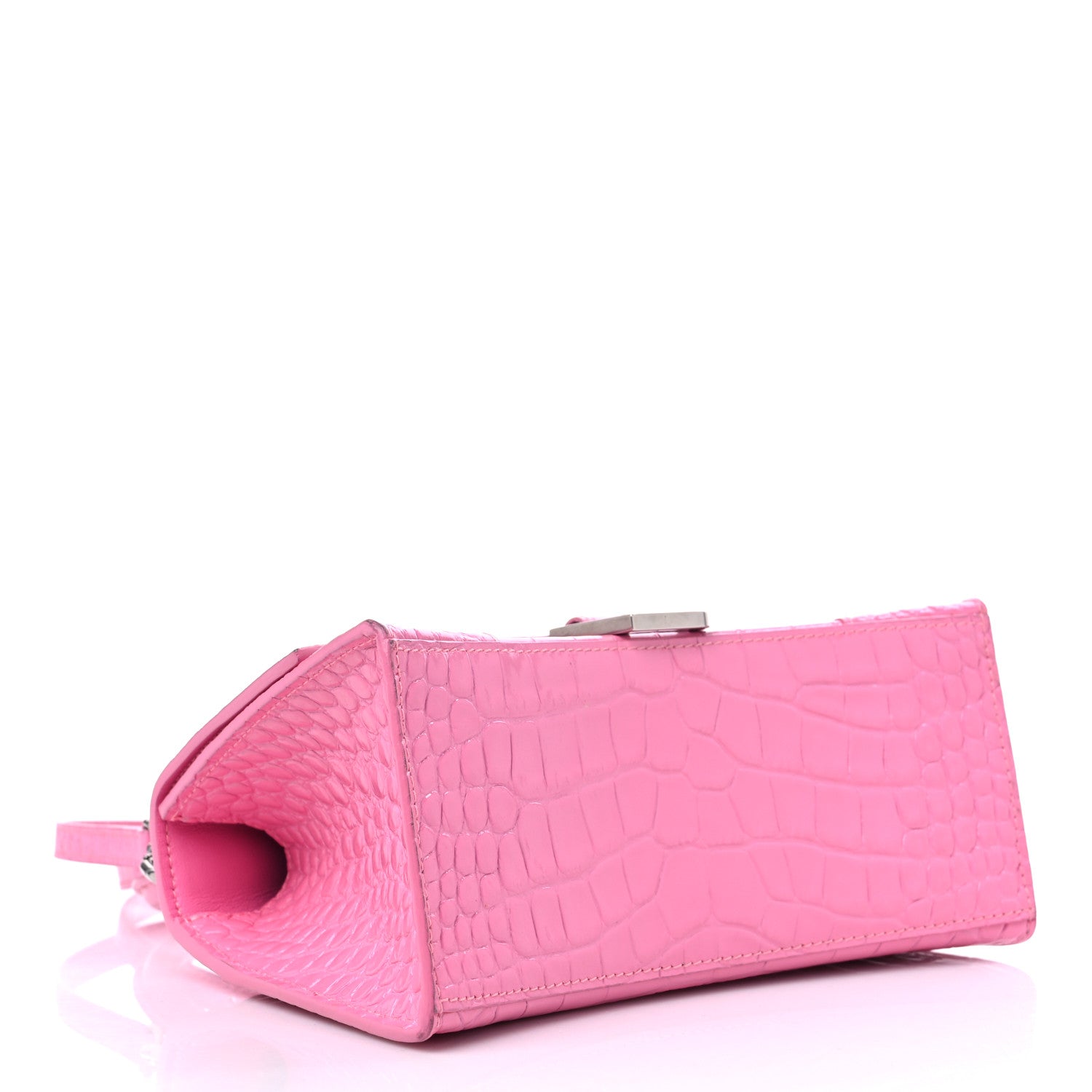 Balenciaga Shiny Calfskin Crocodile Embossed Small Hourglass Top Handle Bag Baby Pink 4 of 13