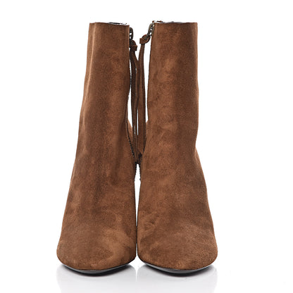 Saint Laurent Suede Loulou Ankle 95 Zip Boot 40 Dark Brown 2 of 10