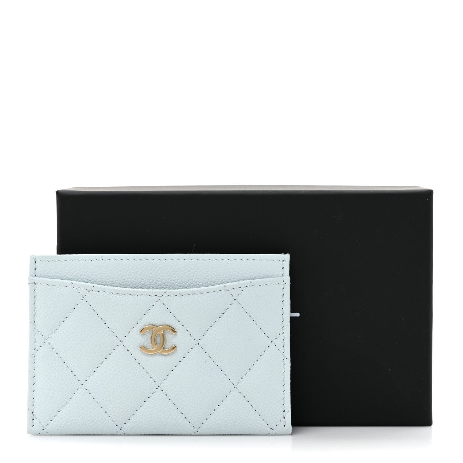 Chanel Caviar Quilted Card Holder Light Blue 9 of 9