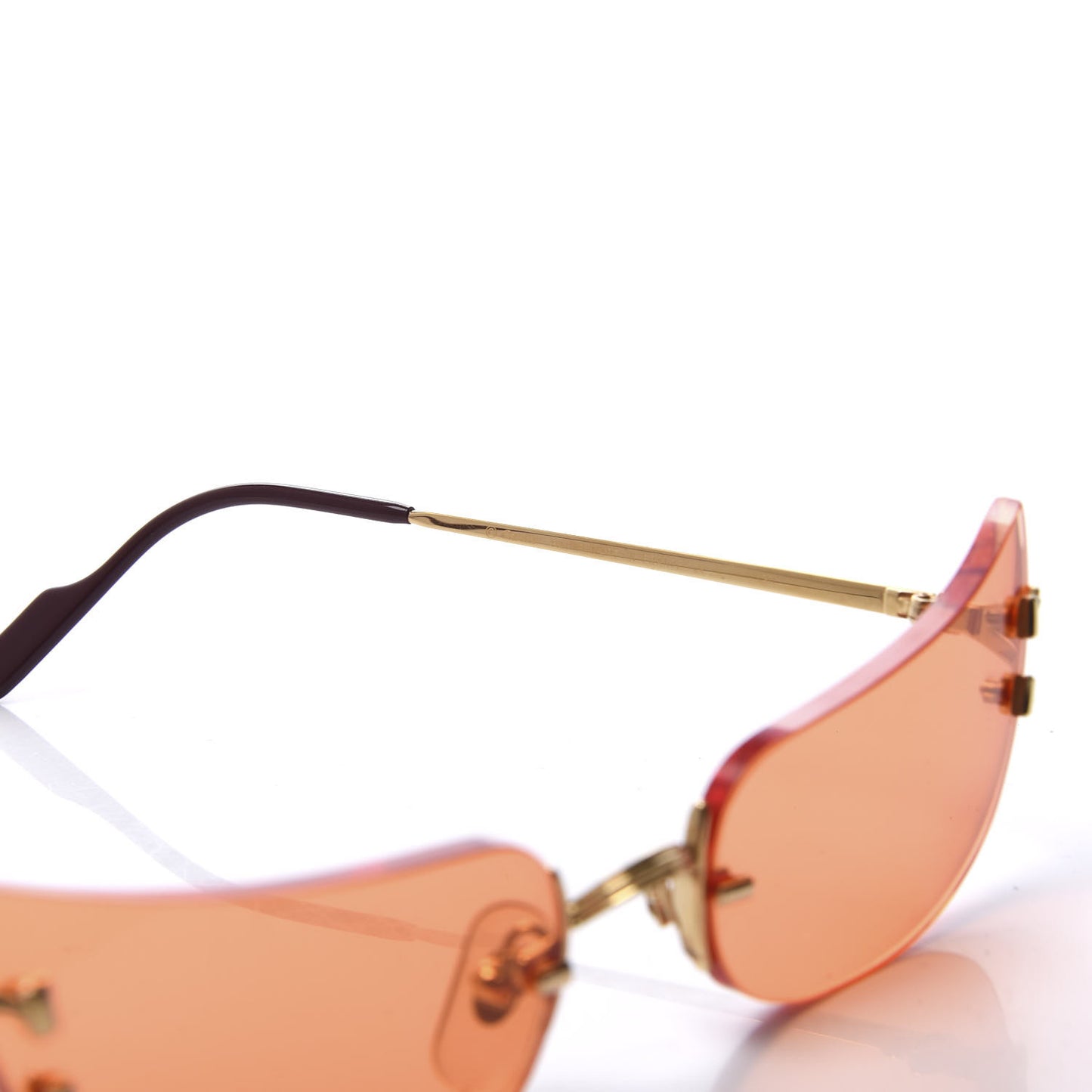 Cat Eye Rimless Sunglasses Gold Orange