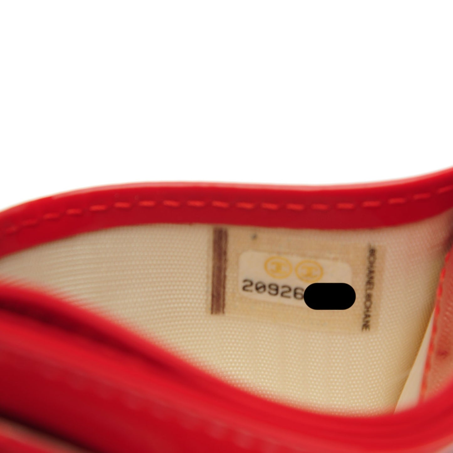 Patent Quilted Chevron Card Holder Red