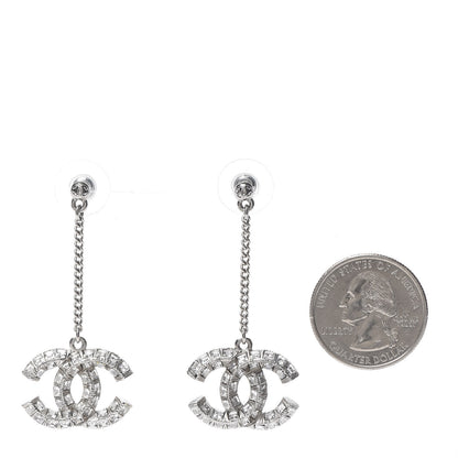 Chanel Baguette Crystal CC Drop Earrings Silver 2 of 4