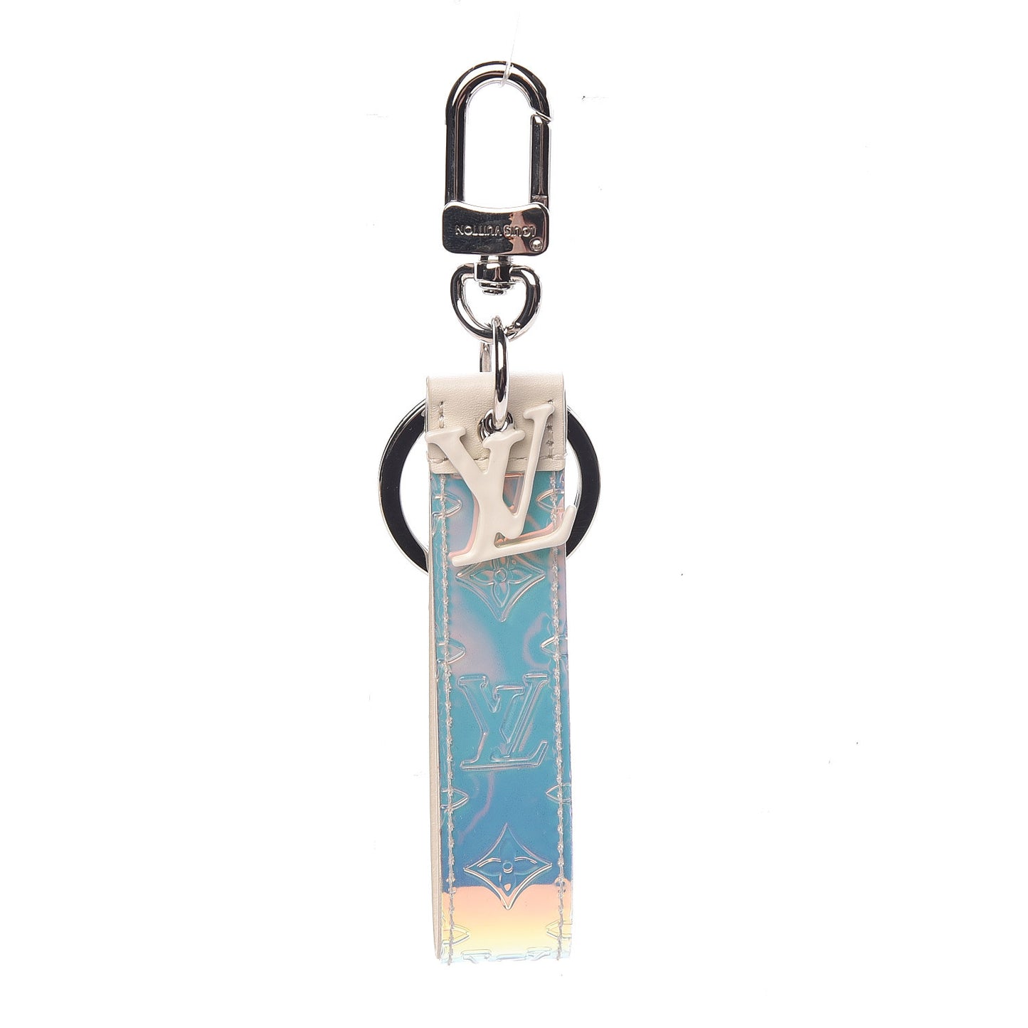 PVC Shape Dragonne Bag Charm Key Holder Iridescent Prism