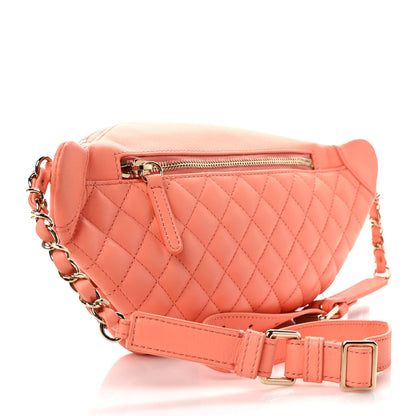 Chanel Lambskin Quilted Bi Waist Bag Fanny Pack Orange 3 of 10