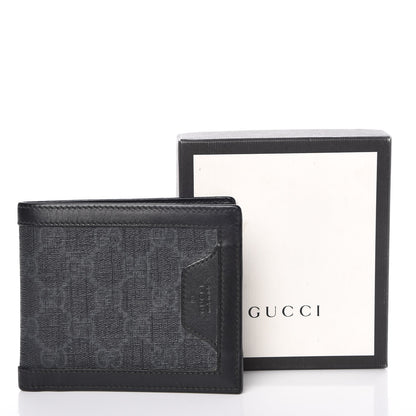 Gucci GG Supreme Monogram Bi-Fold Wallet Black Grey 11 of 11