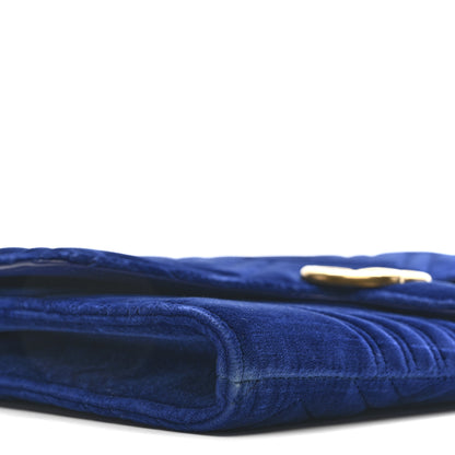 Gucci Velvet Matelasse GG Marmont Clutch Cobalt Blue 8 of 12