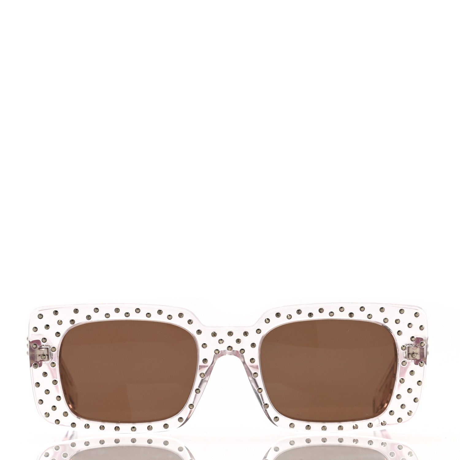 Celine Acetate Crystal Studded Rectangle Sunglasses Clear Brown 2 of 7
