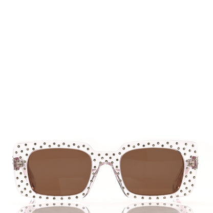 Celine Acetate Crystal Studded Rectangle Sunglasses Clear Brown 2 of 7