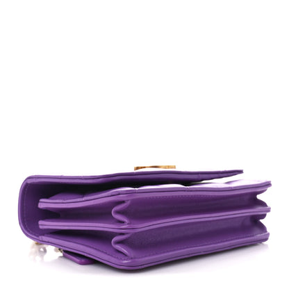 Chanel Lambskin Enamel Quilted Pending CC Clutch With Chain Purple 4 of 11