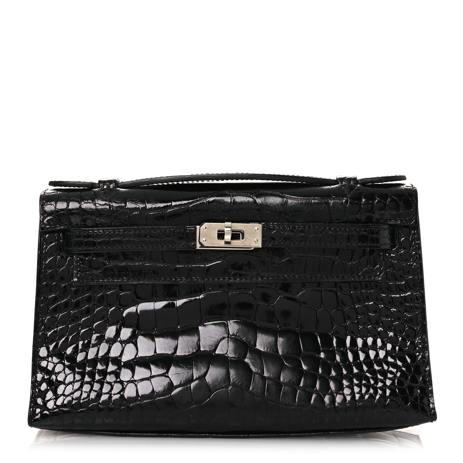 Hermes Shiny Alligator Kelly Pochette Black 1 of 13