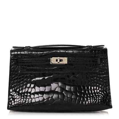 Hermes Shiny Alligator Kelly Pochette Black 1 of 13