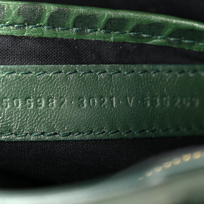 Balenciaga Shiny Supple Calfskin Crocodile Embossed Gold Metallic Edge Hardware Nano City Green 9 of 12