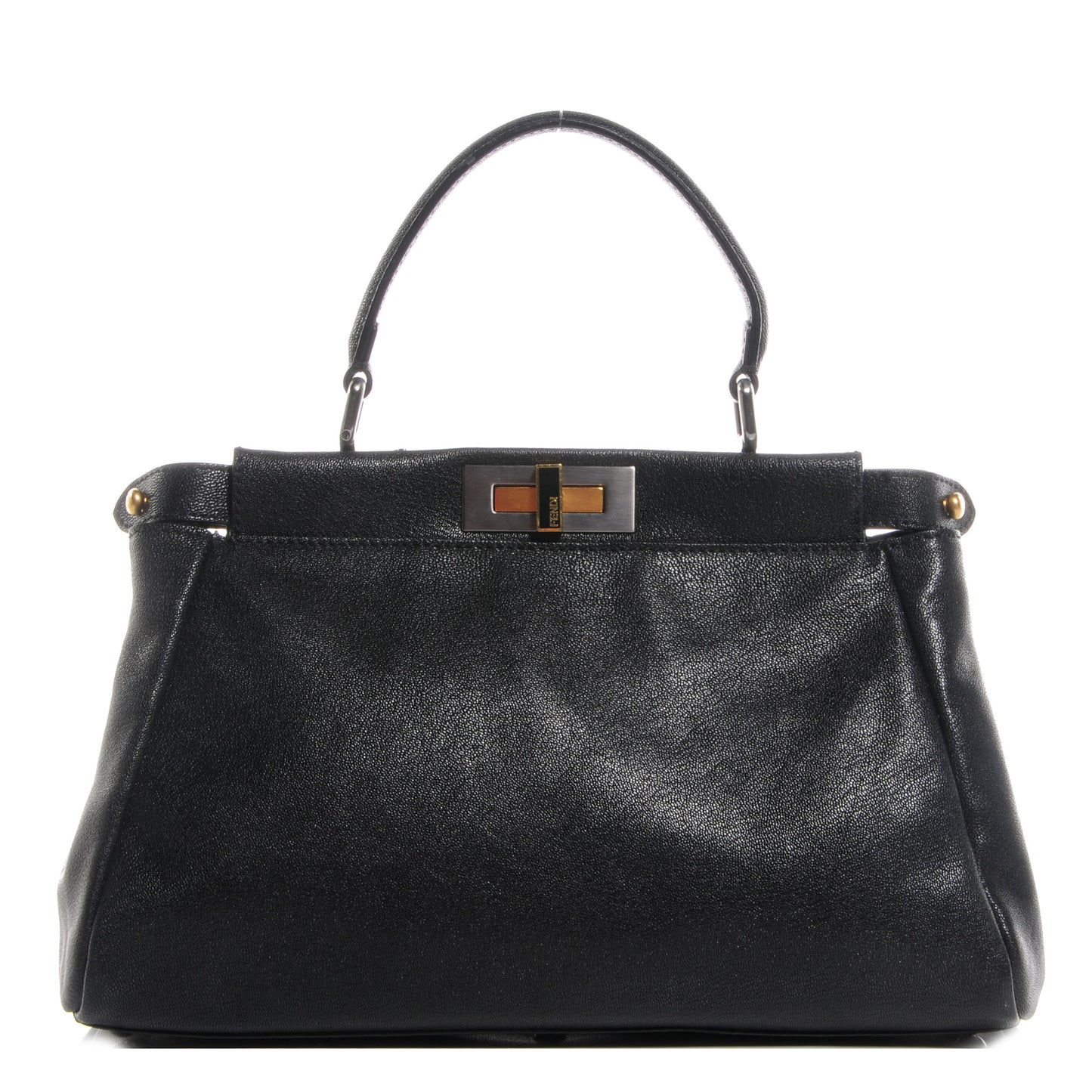 Goatskin Medium Peekaboo Iconic Satchel Black