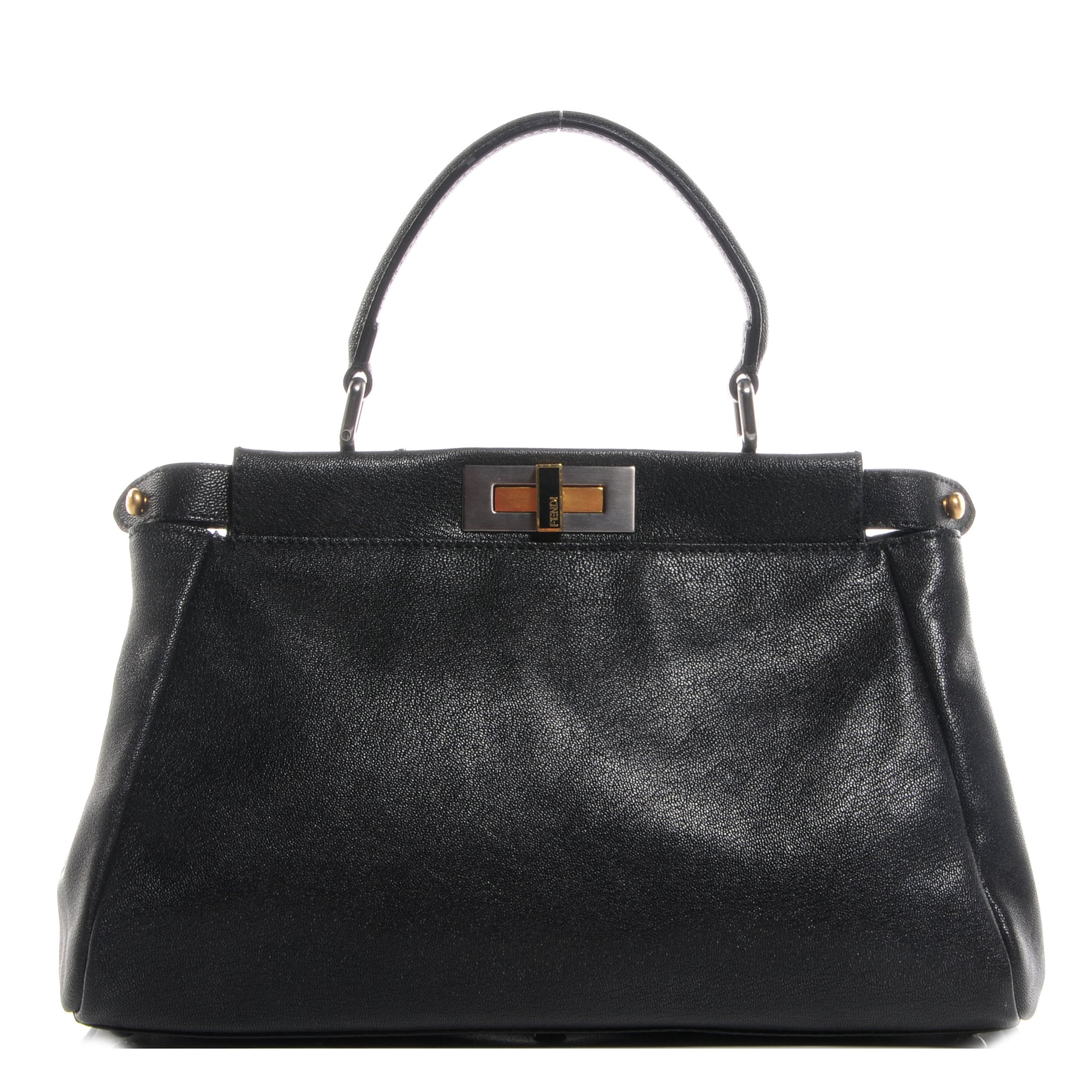 Fendi Goatskin Medium Peekaboo Iconic Satchel Black 1 of 9