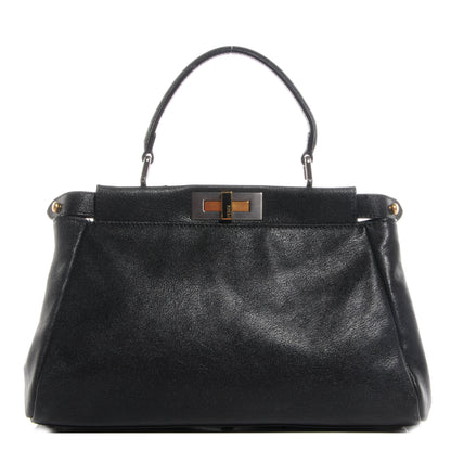 Fendi Goatskin Medium Peekaboo Iconic Satchel Black 1 of 9