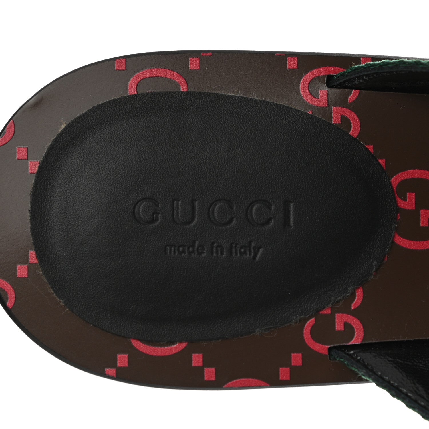 Gucci Nylon Calfskin Web GG Monogram Womens Thong Sandals 39.5 Green Red Cocoa 7 of 8