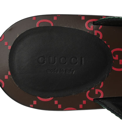 Gucci Nylon Calfskin Web GG Monogram Womens Thong Sandals 39.5 Green Red Cocoa 7 of 8