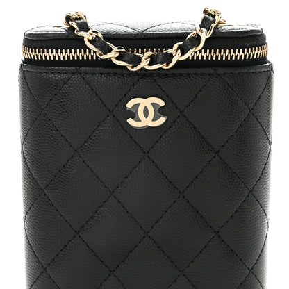 Chanel Caviar Quilted Small Vertical Coco Beauty Vanity Case With Chain Black 7 of 10