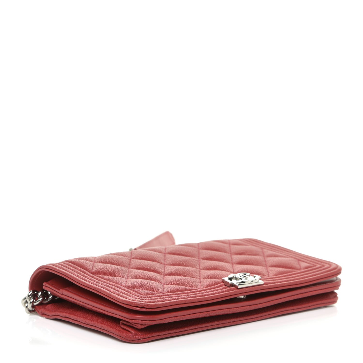 Chanel Caviar Quilted Boy Wallet On Chain WOC Red 4 of 11