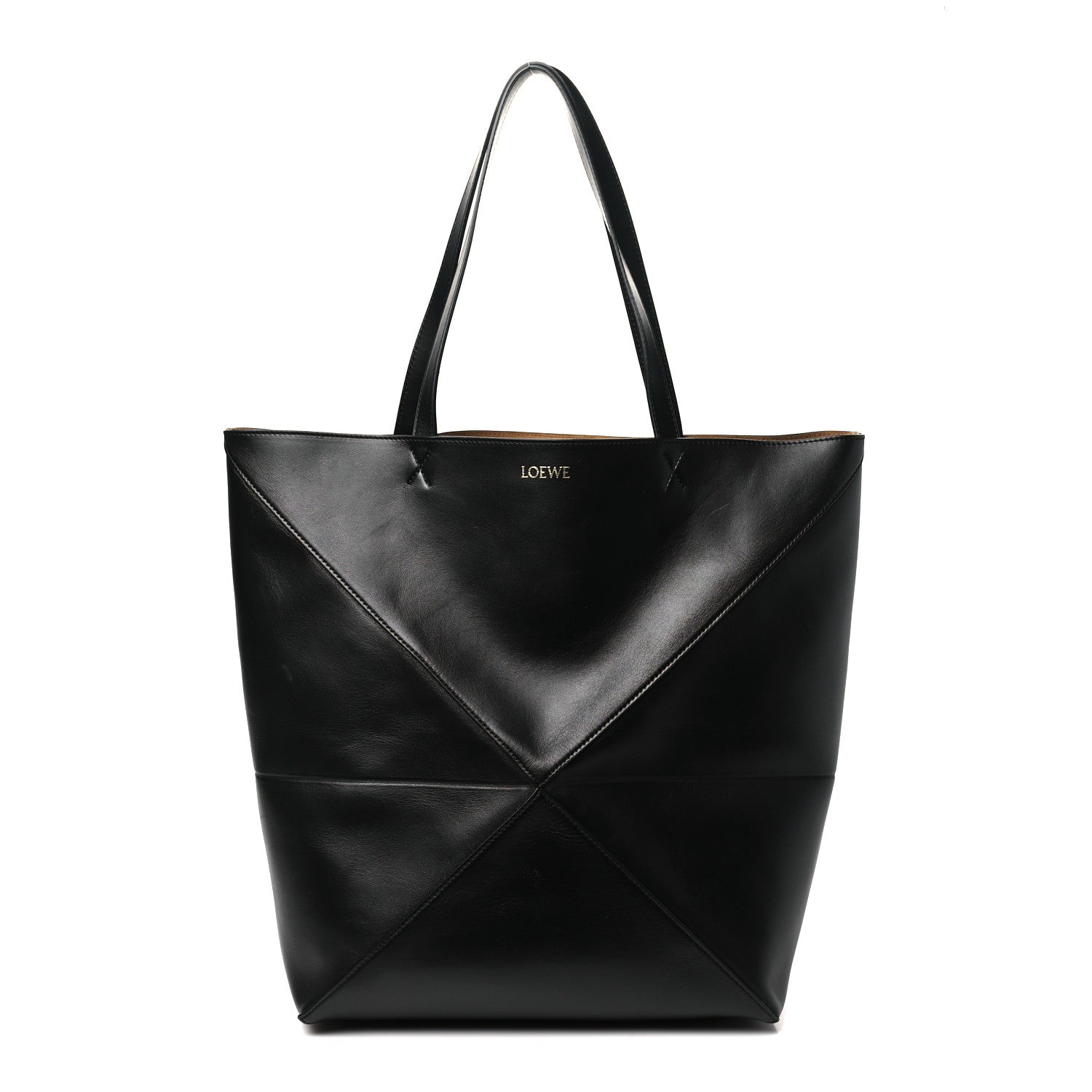 Loewe Shiny Calfskin Large Puzzle Fold Tote Black 1 of 9