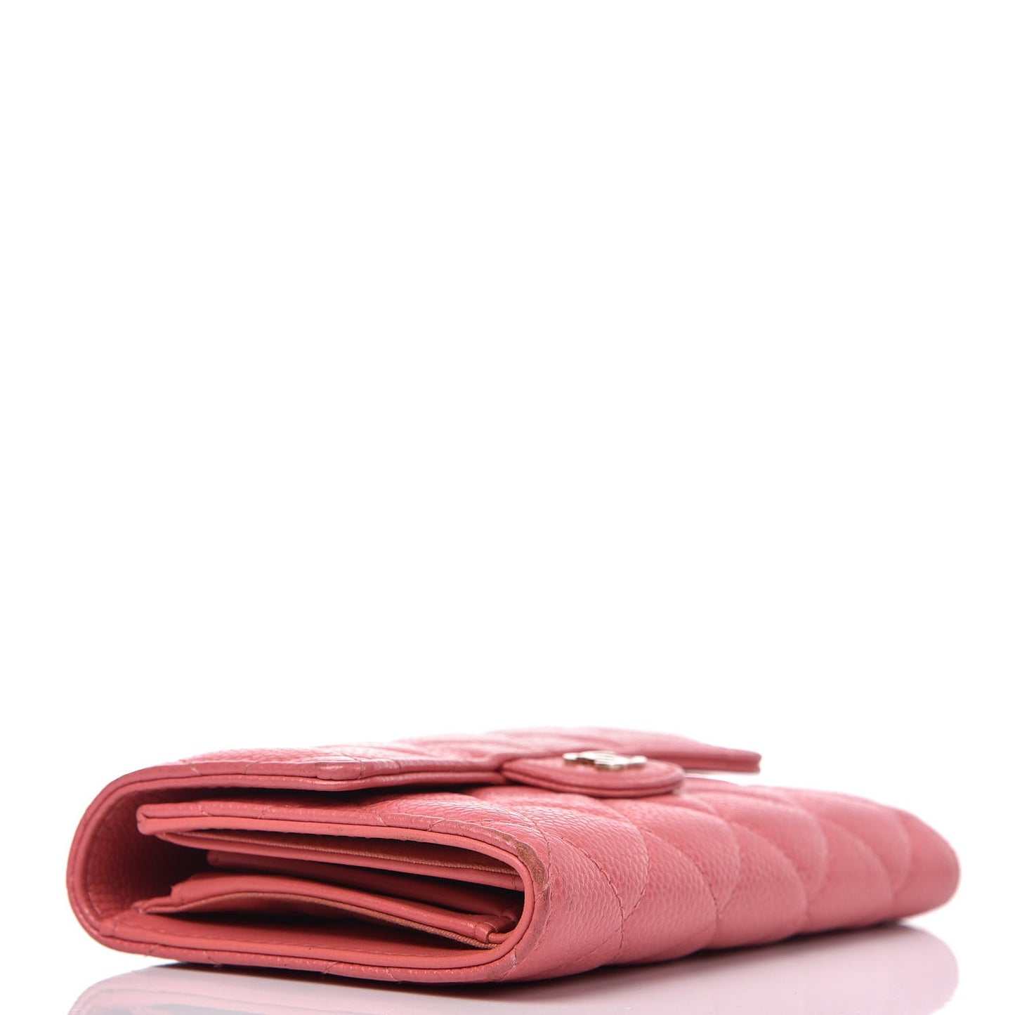Caviar Quilted Small Flap Wallet Pink