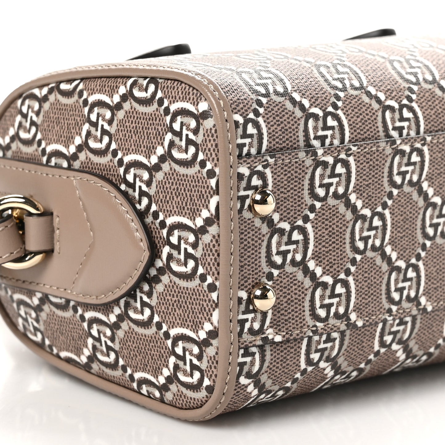 GG Shadow Monogram Super Mini Ophidia Top Handle Bowler Bag Taupe