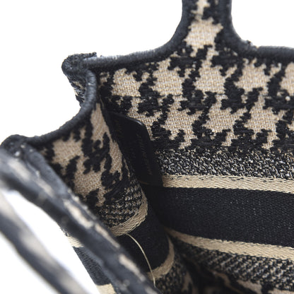 Christian Dior Canvas Houndstooth Embroidered Mini Book Tote Black 6 of 9