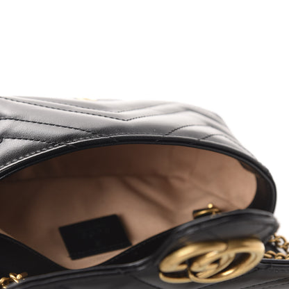 Gucci Calfskin Matelasse Super Mini GG Marmont Shoulder Bag Black 5 of 11