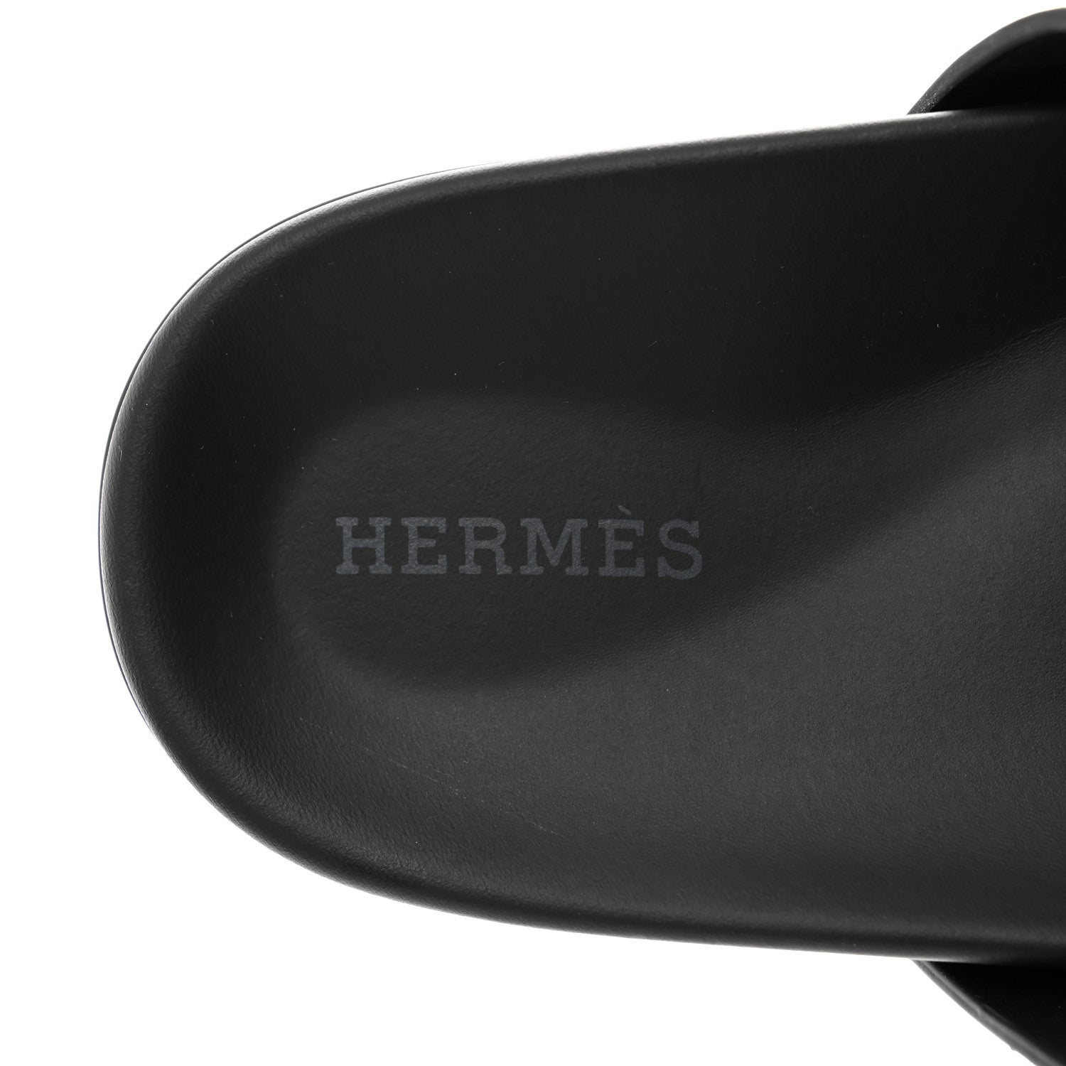 Hermes Calfskin Womens Chypre Sandals 37.5 Black 7 of 8