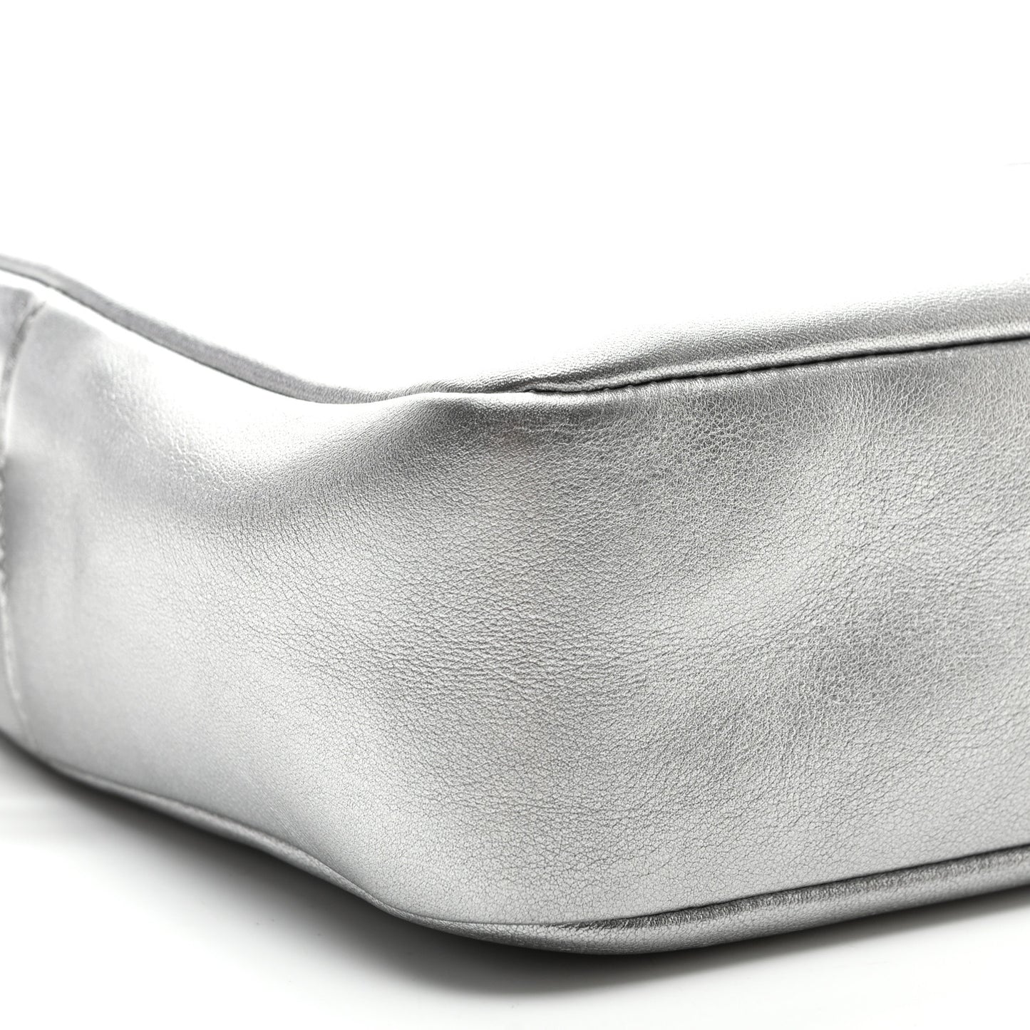Metallic Calfskin Monogram Small Lou Camera Bag Silver