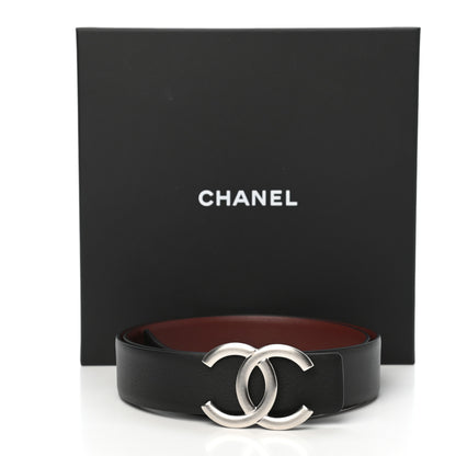 Chanel Calfskin CC Reversible Belt 80 32 Black Burgundy 6 of 6