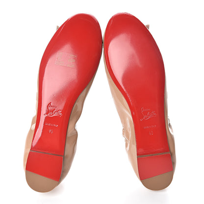 Christian Louboutin Patent Gloriana Bow Flats 40 Nude 5 of 9