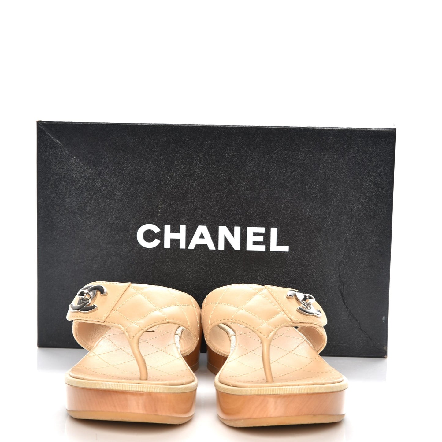 Lambskin Quilted CC Turnlock Sandals 39 Beige