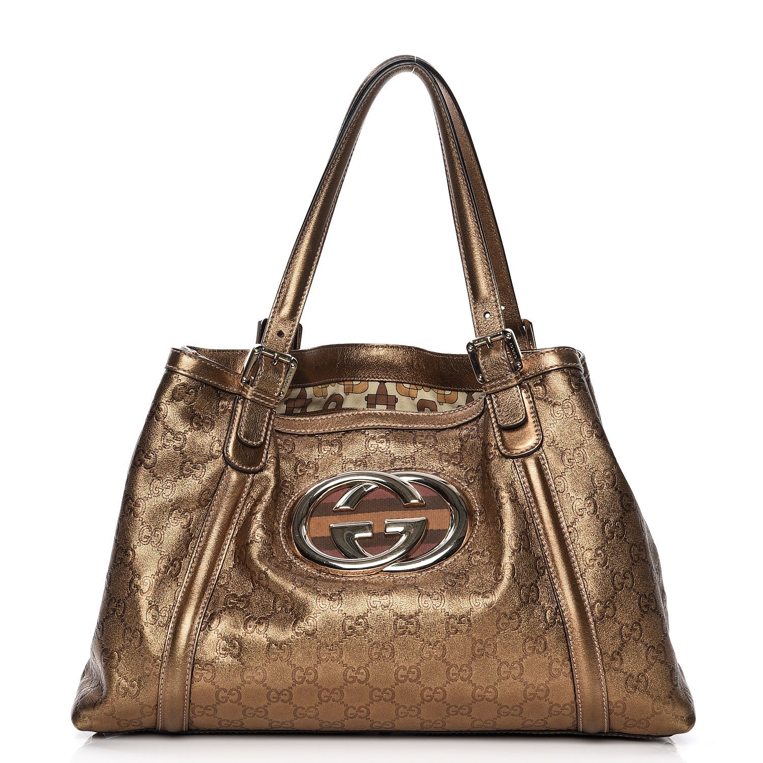 Gucci Metallic Guccissima Medium Britt Tote Gold 1 of 12
