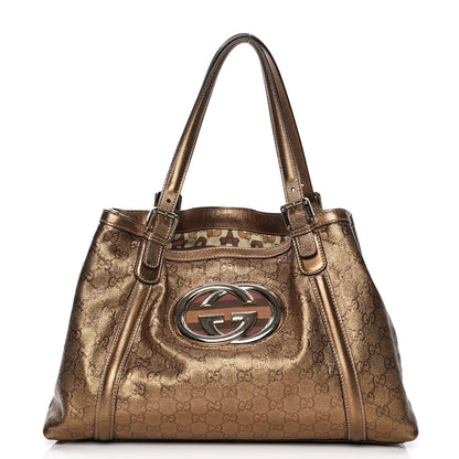 Gucci Metallic Guccissima Medium Britt Tote Gold 1 of 12