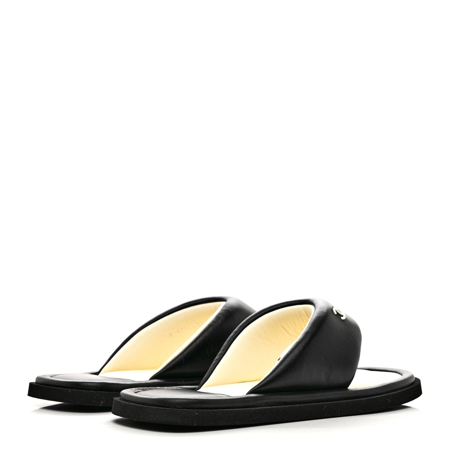 Lambskin Padded Pool Thong Sandals 40 Black