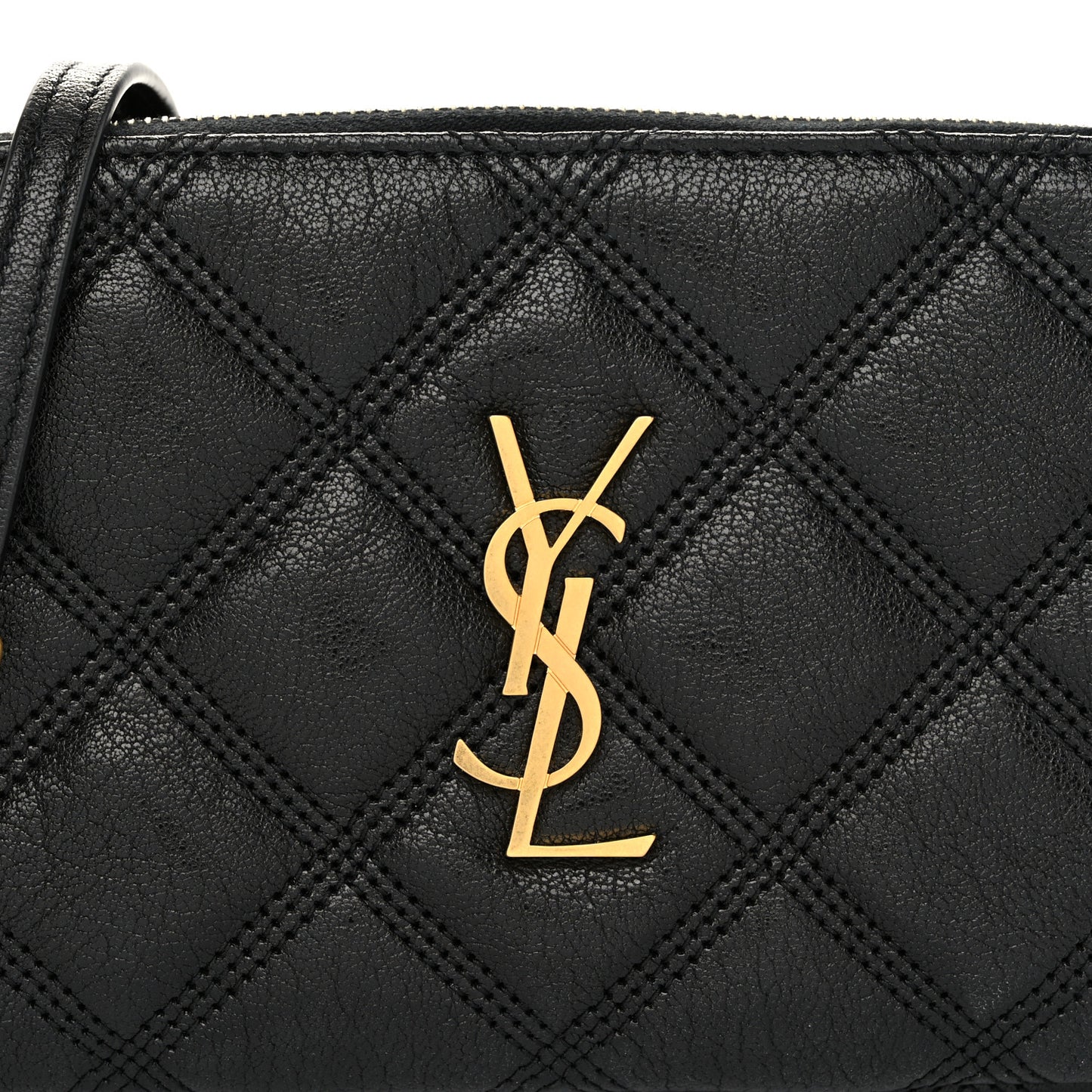 Grained Lambskin Quilted Mini Becky Double Zip Bag Black