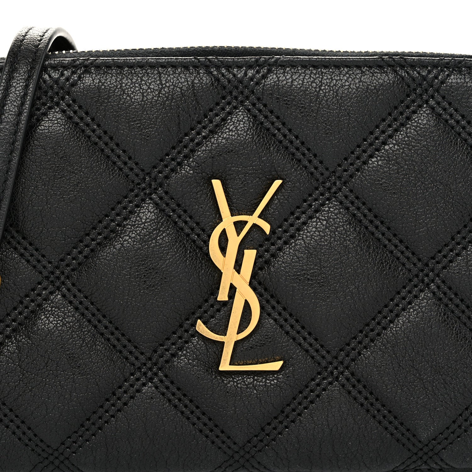 Saint Laurent Grained Lambskin Quilted Mini Becky Double Zip Bag Black 9 of 11