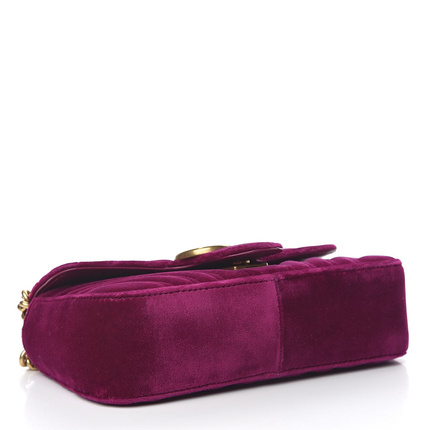 Velvet Matelasse Mini GG Marmont Shoulder Bag Fuchsia Violet Cyclamen