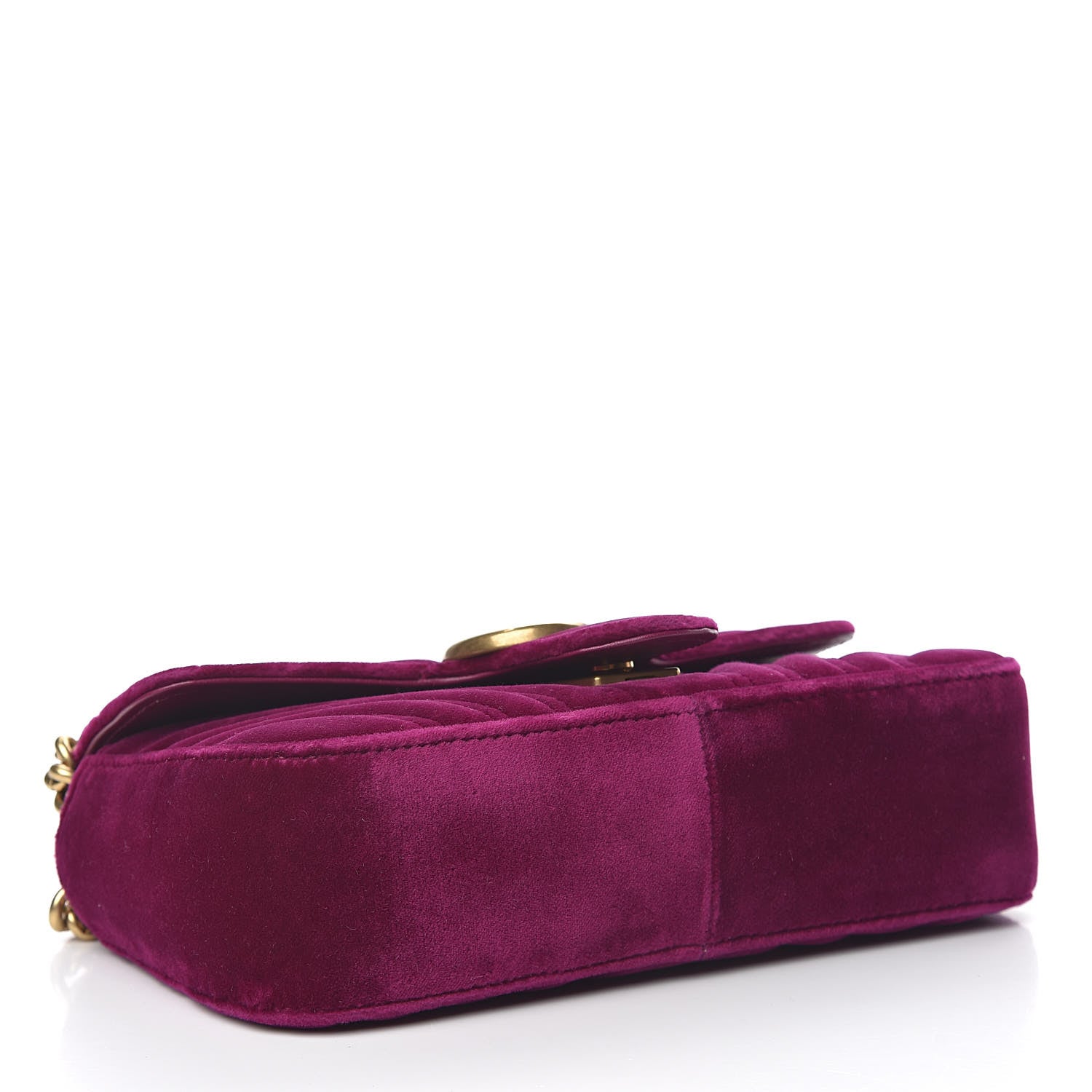 Gucci Velvet Matelasse Mini GG Marmont Shoulder Bag Fuchsia Violet Cyclamen 4 of 10