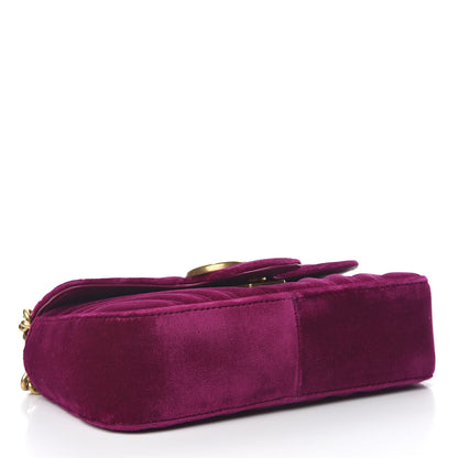 Gucci Velvet Matelasse Mini GG Marmont Shoulder Bag Fuchsia Violet Cyclamen 4 of 10