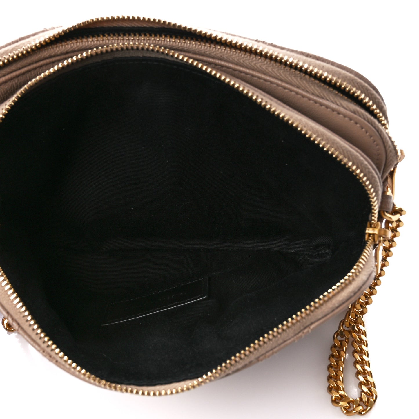 Grained Lambskin Quilted Mini Becky Double Zip Bag Dark Beige