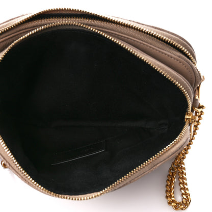 Saint Laurent Grained Lambskin Quilted Mini Becky Double Zip Bag Dark Beige 8 of 13