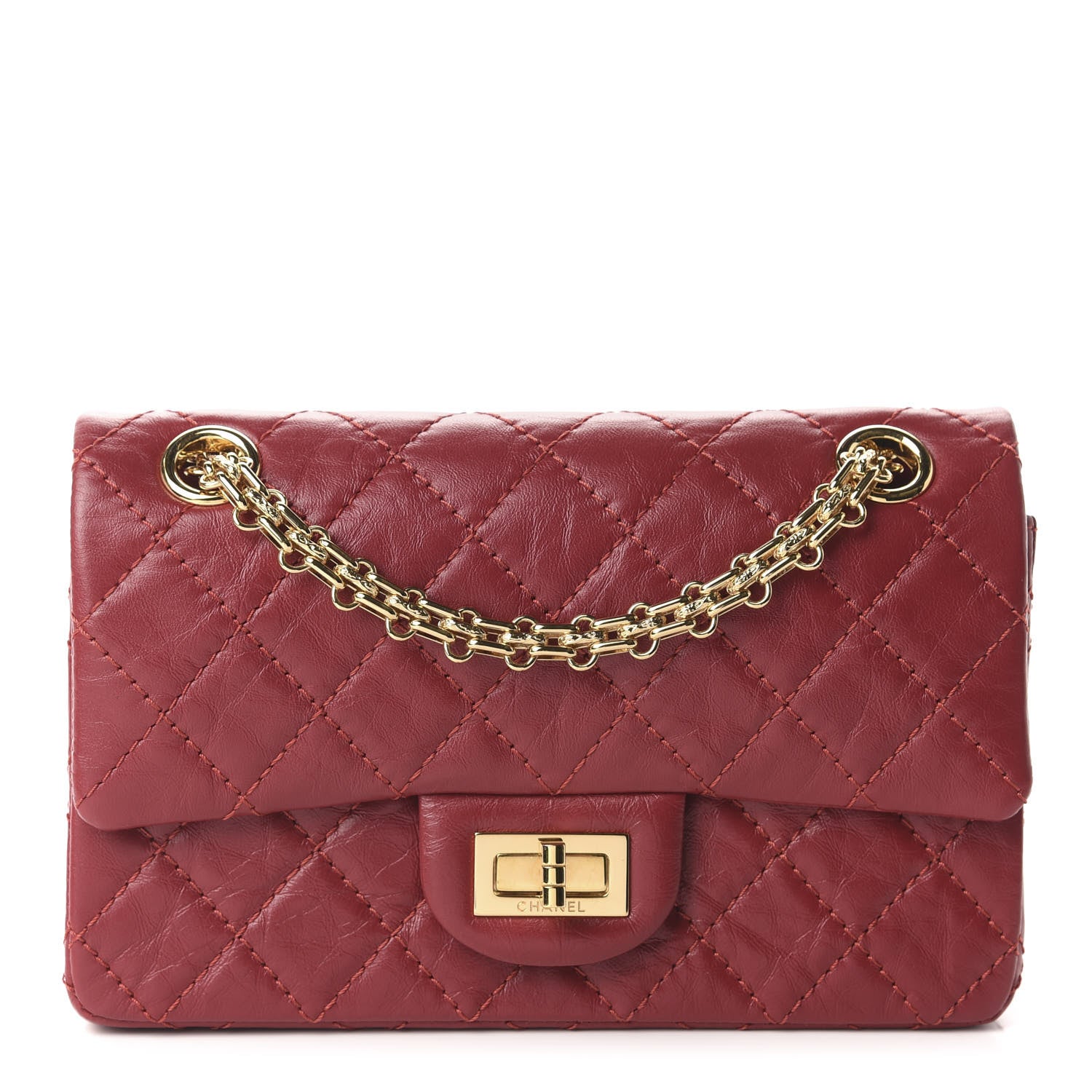 Chanel Aged Calfskin Quilted 2.55 Reissue Mini Flap Red 1 of 11