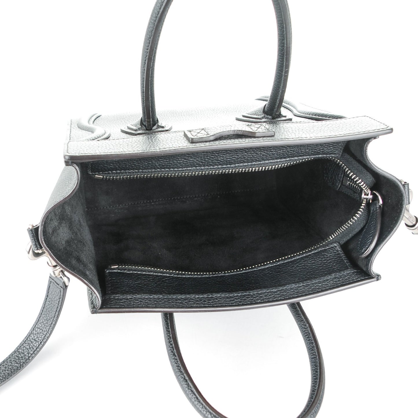 Drummed Calfskin Nano Luggage Black