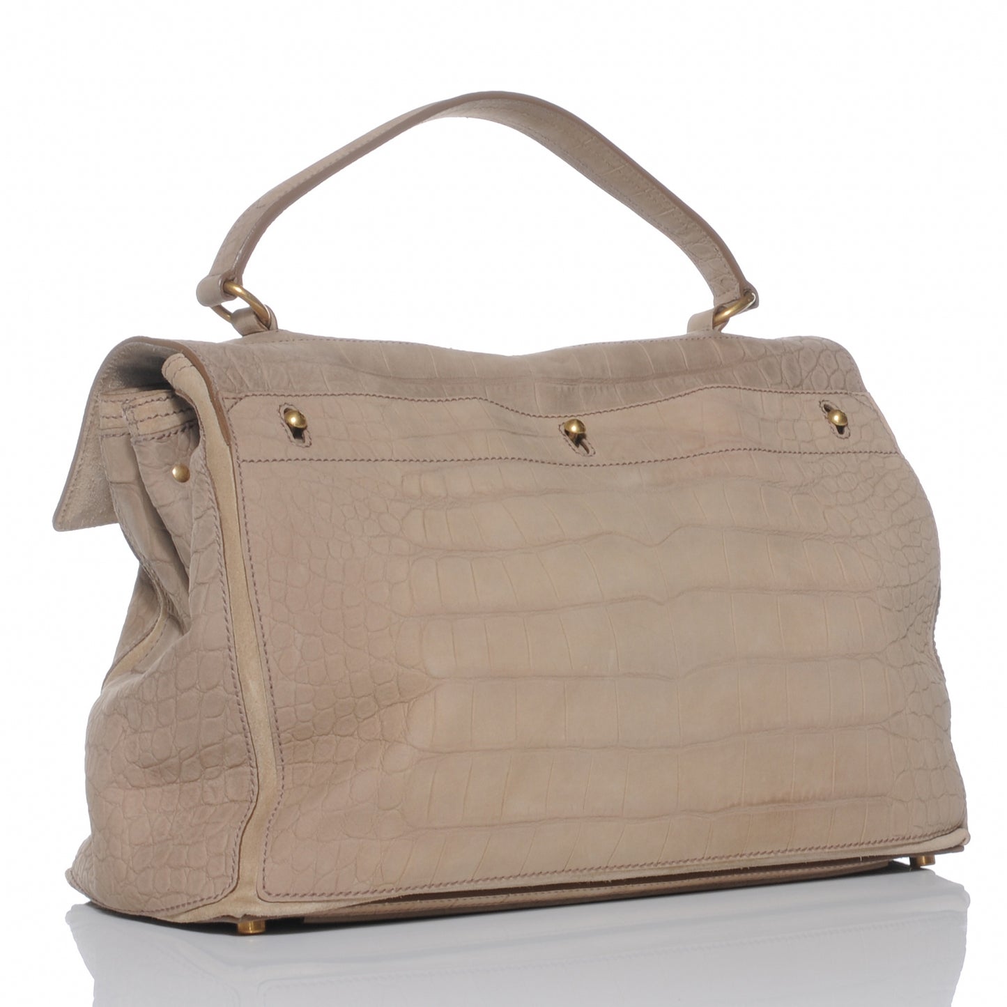 Nubuck Crocodile Embossed Large Muse Two Beige