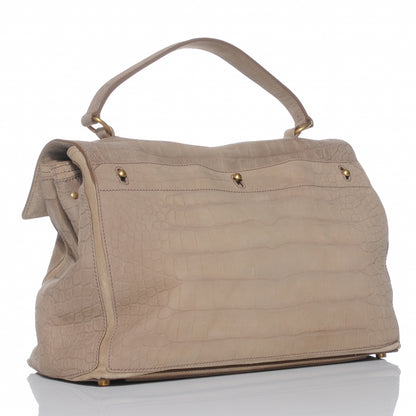 Saint Laurent Nubuck Crocodile Embossed Large Muse Two Beige 3 of 7