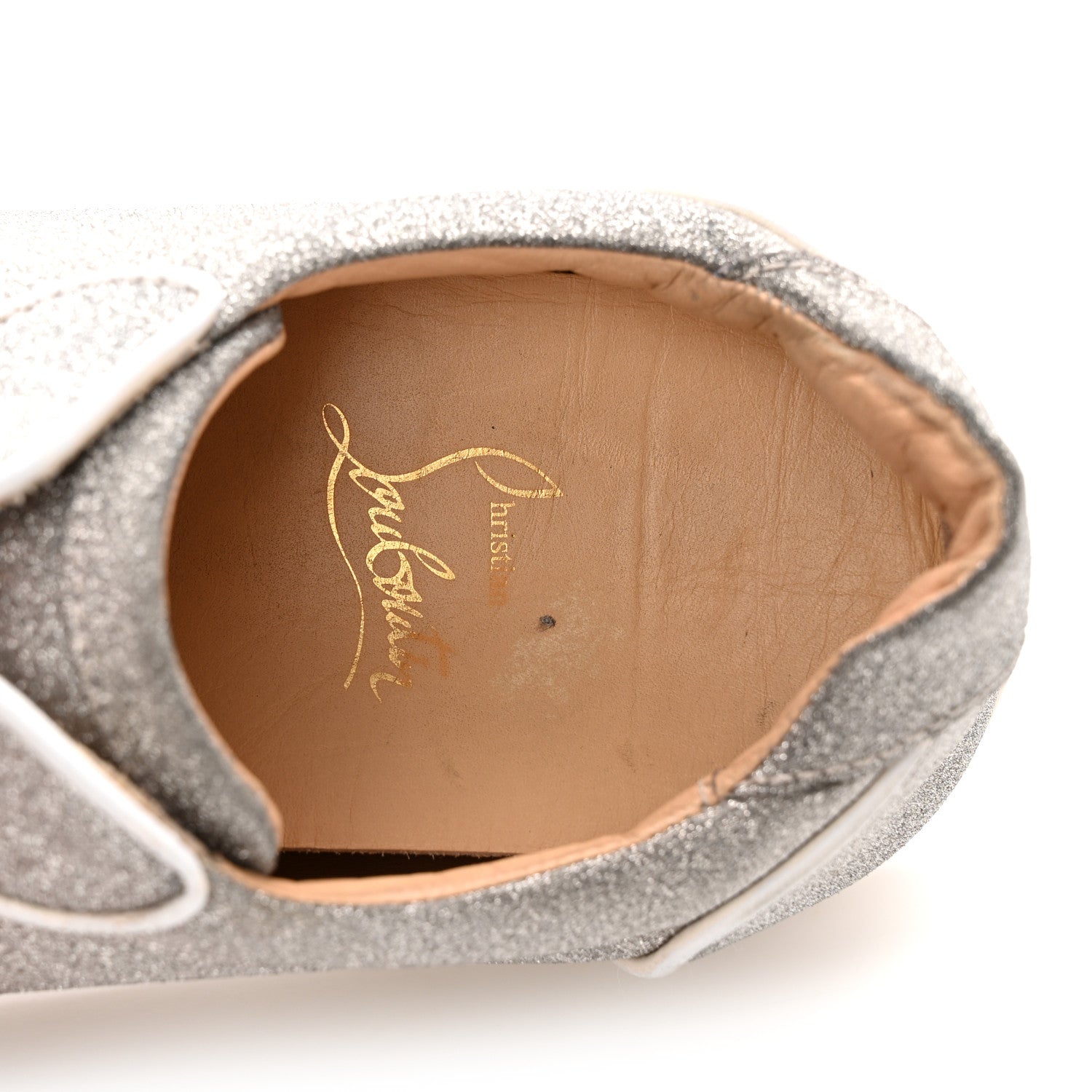 Christian Louboutin Glitter Calfskin Vieira Flat Sneakers 40.5 Silver 9 of 10