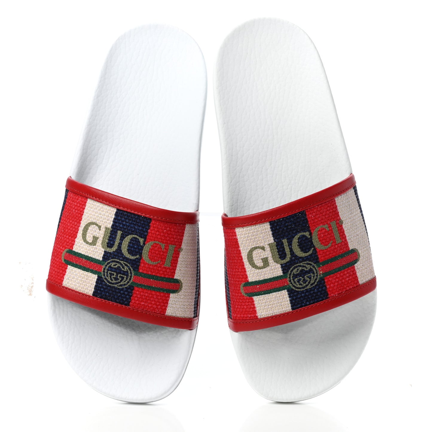 Canvas Sylvie Stripe Logo Pursuit Slide Sandals 39 Mystic White Hibiscus Red Maritime